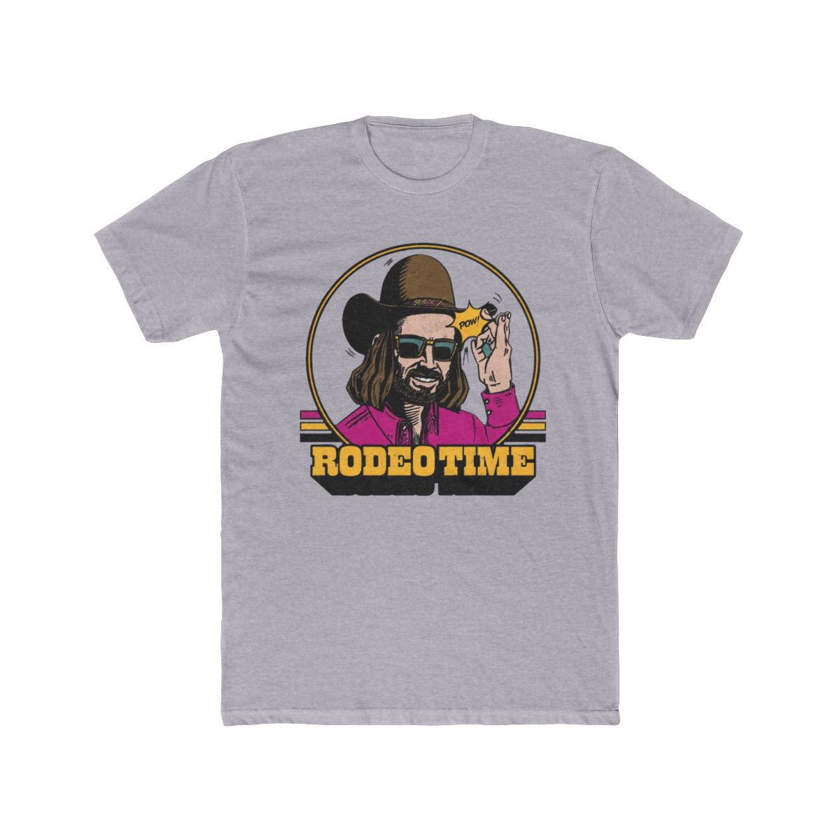 Dale Brisby Tee, Hat Flick, Turquoise with Neon Rodeo Time