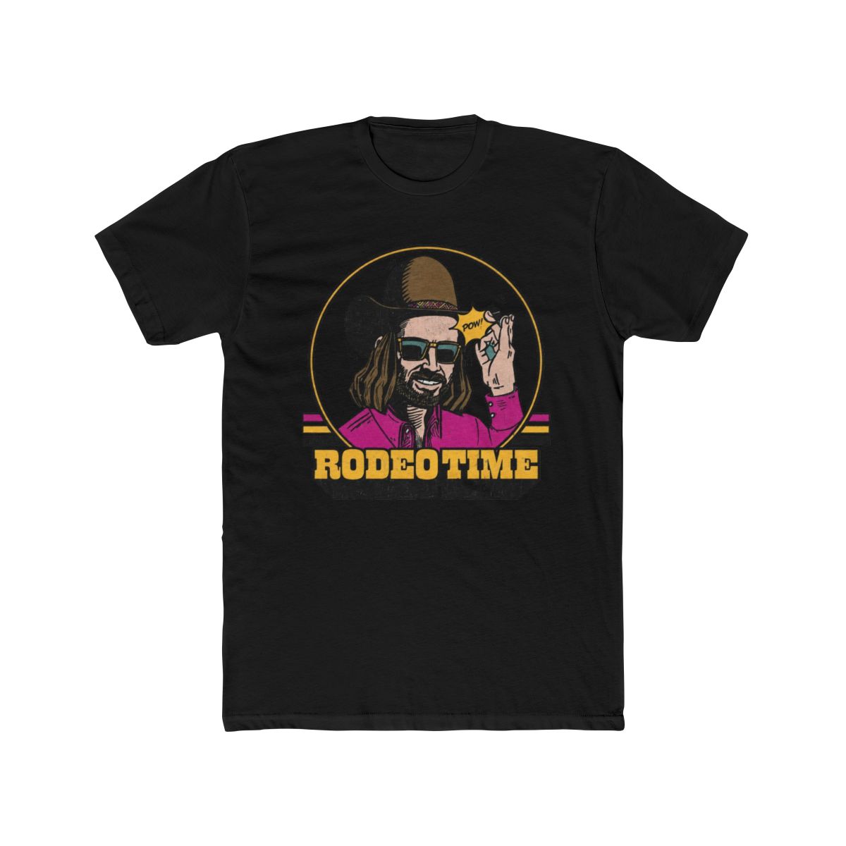Dale Brisby Tee, Hat Flick, Turquoise with Neon Rodeo Time - alternate angle 3, merchandise