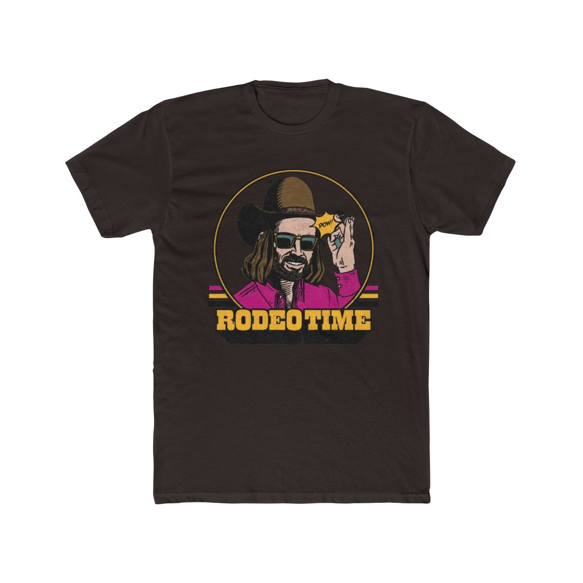 Dale Brisby Tee, Hat Flick, Turquoise with Neon Rodeo Time - alternate angle 2, merchandise