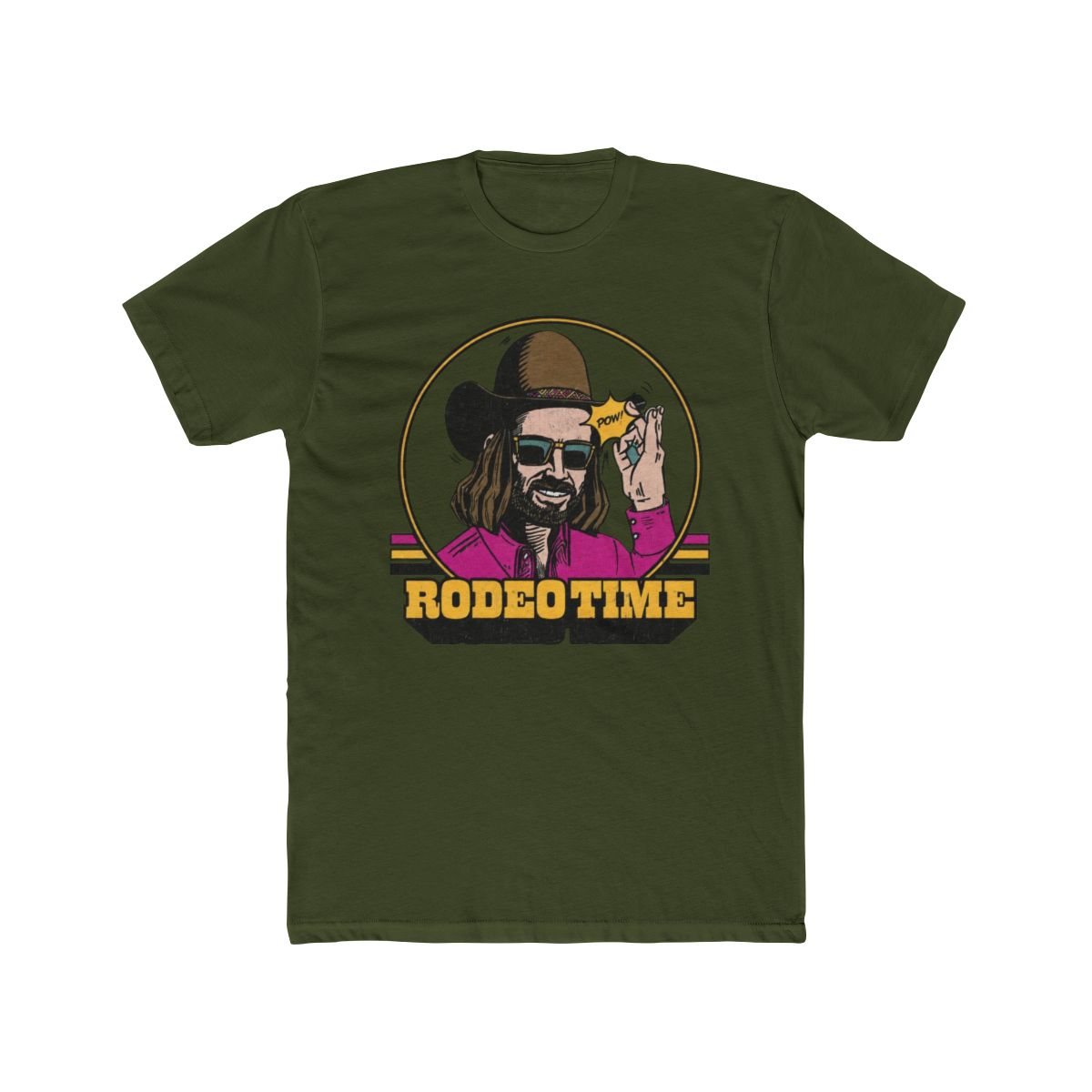 Dale Brisby Tee, Hat Flick, Turquoise with Neon Rodeo Time - alternate angle 5, merchandise